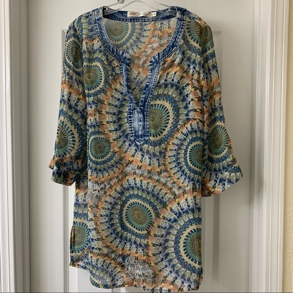 JAUNE ROUGE sheer denim top Medium - Picture 4 of 6